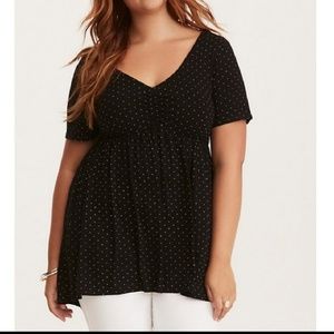 Torrid black white polka dot size 2x hi lo top